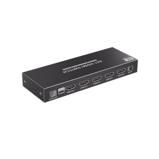 Switch Conmutador  HDMI 4X1 | 4 Entradas 1 Salida | Velocidad de trasmisión 48 Gbps | Resolución 8K | Salida de audio | HDCP 2.3