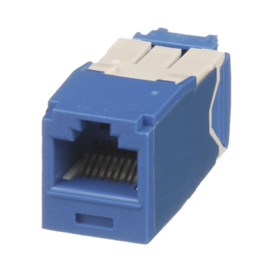 Conector Jack RJ45 Estilo TG, Mini-Com, Categoría 6A, de 8 posiciones y 8 cables, Color Azul