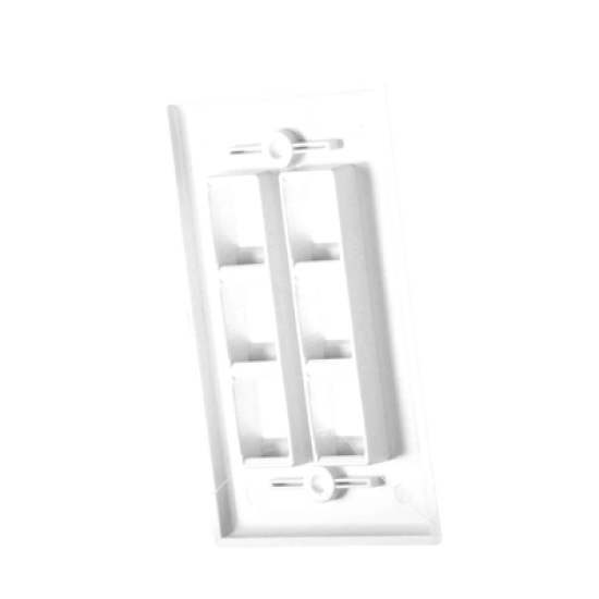Placa de pared de 6 puertos, Keystone, Color Blanco 
