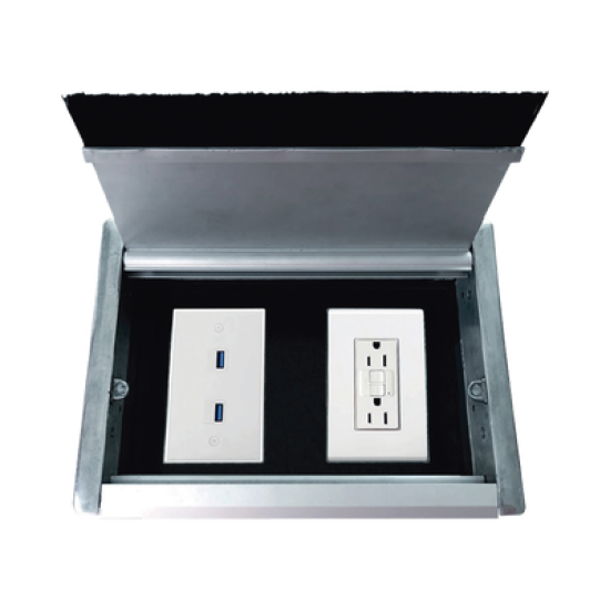 Caja universal vacía de 2 módulos para instalación en escritorio (voz, datos, vídeo, contactos eléctricos), (No incluye accesorios)
