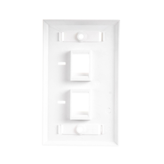 Placa de pared de 2 puertos, Keystone, con espacio para etiqueta, Color Blanco