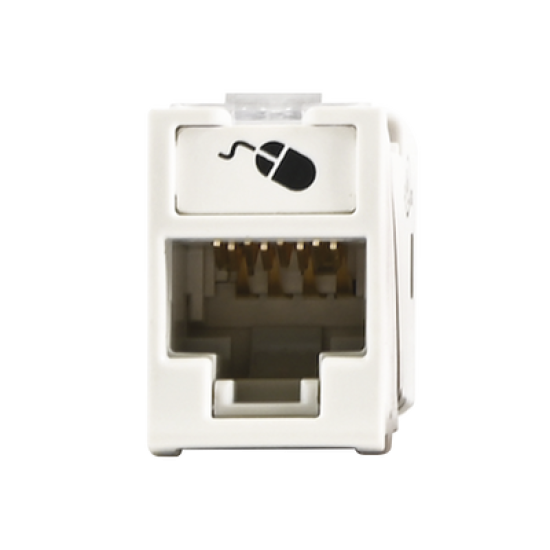 Jack UltraMAX Cat6A, UTP, Montaje híbrido en Placa de Pared (Plano y Angulado), Color Blanco, Punch Down