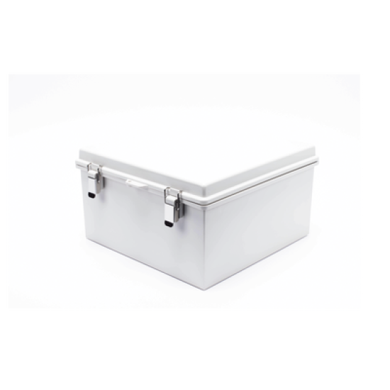 Gabinete de Plástico ABS, Uso en Intemperie ip66 (300 x 300 x 180 mm) Cierre por Broche Inoxidable y Permite Cerrado con Candado y Llave (Perno 5mm) No Incluido