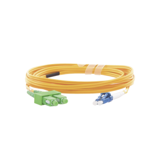 Jumper de Fibra Óptica Monomodo 9/125 LC/UPC-SC/APC, PVC, 2.0 mm, Dúplex, amarillo, 3 metros