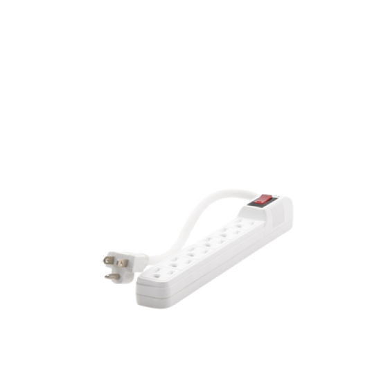 Multicontacto con cable 30 cm. 6 tomas 127 Vca línea, tierra, neutro 15 A max.