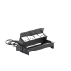 Caja Horizontal tipo Hub para escritorio color negro, con 1 Puerto HDMI Hembra-Hembra, 1 puerto RJ45 Cat6,  2 Puertos USB (Solo carga),  y 2 Contactos eléctricos universales
