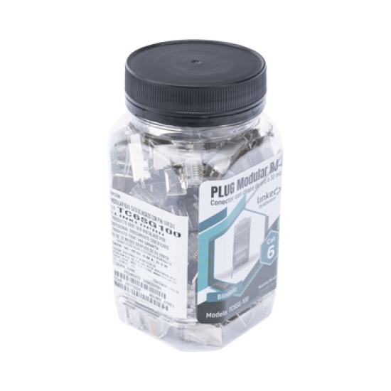 Bote con 100 Piezas de Plug Modular RJ45 Cat6 blindado con pin de tierra, chapado de oro a 30 micras para durabilidad extrema
