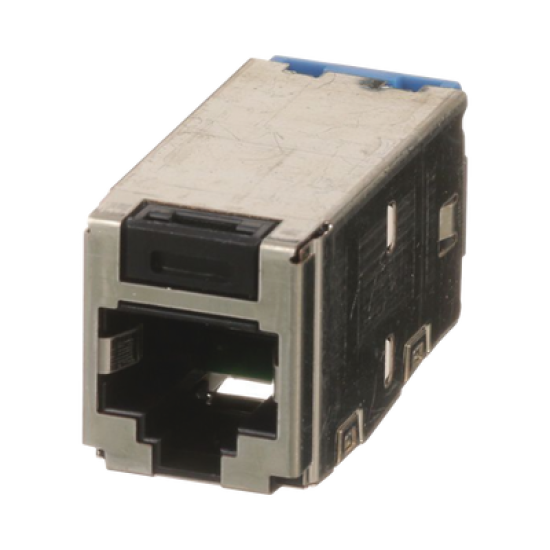 Conector Jack RJ45 Blindado, Estilo TG, Mini-Com, Categoría 6A, de 8 posiciones y 8 cables, Color Negro