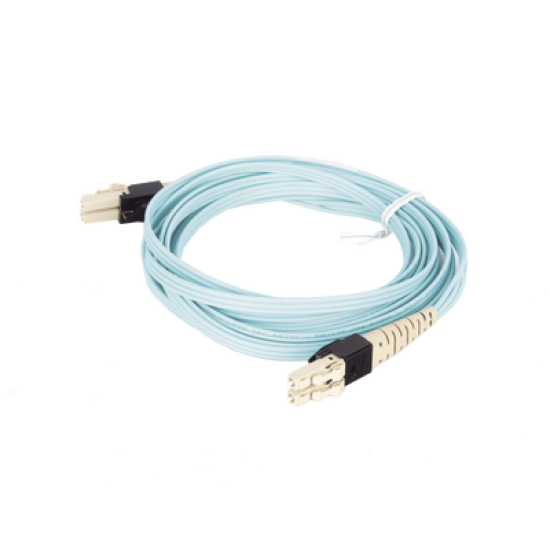 Jumper PViQ de Fibra Óptica Multimodo 50/125 OM4, LC-LC Duplex, LSZH, Color Aqua, 3 Metros