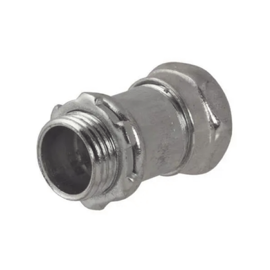 Conector Recto Compresión de Acero Galvanizado para Pared Delgada de 1 1/4