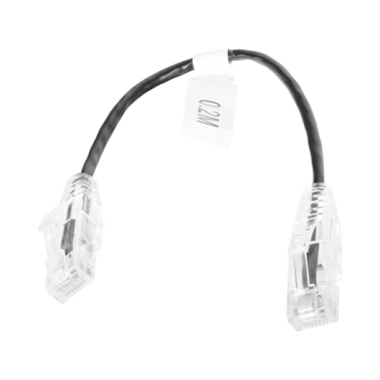 Cable de Parcheo Slim UTP Cat6 - 20 cm Negro Diámetro Reducido (28 AWG)