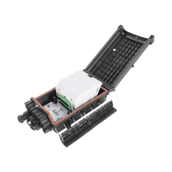 Caja de Distribución de Fibra Óptica para 48 empalmes con 16 acopladores SC/APC, enterrado directo, IP68