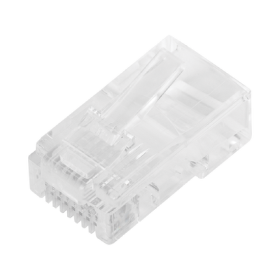 Bote con 100 Plugs Pass through RJ45 Cat5e sin blindaje, chapado de oro a 30 micras para durabilidad extrema