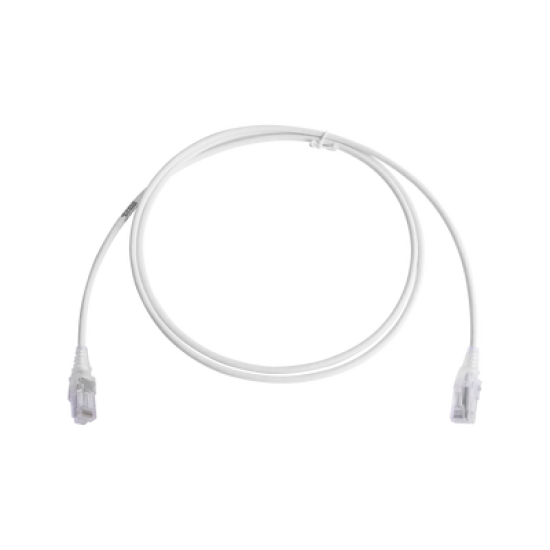 Patch Cord MC6 Modular Cat6 UTP, CM/LS0H, 5ft, Color Blanco, Diámetro Reducido (28AWG), Versión Bulk (Sin Empaque Individual)