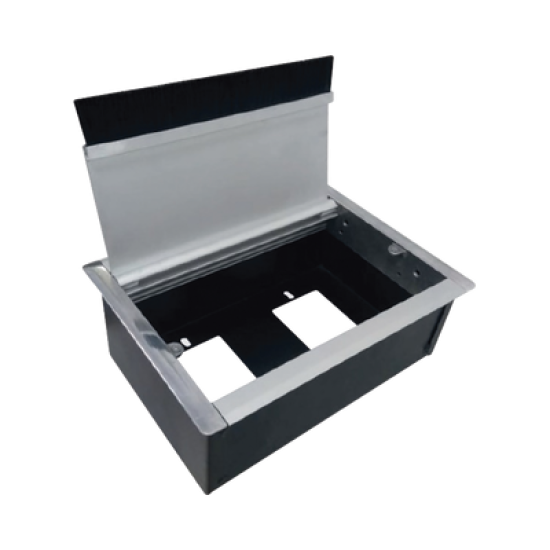 Caja universal vacía de 2 módulos para instalación en escritorio (voz, datos, vídeo, contactos eléctricos), (No incluye accesorios)