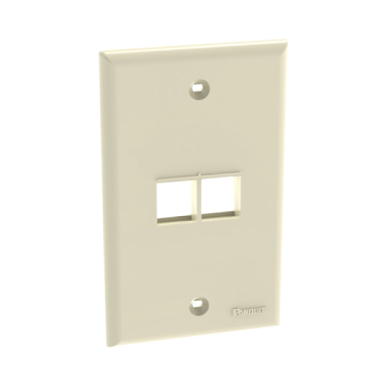 Placa de Pared Vertical, Salida Para 2 Puertos Keystone, Color Marfil