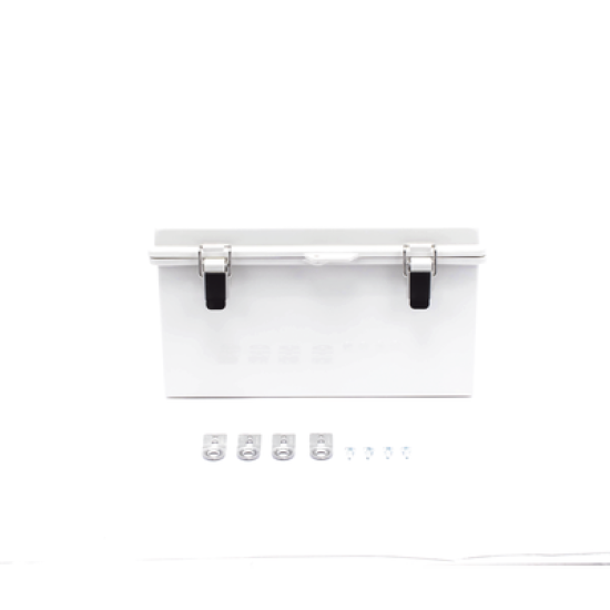 Gabinete de Plástico ABS, Uso en Intemperie ip66 (300 x 300 x 180 mm) Cierre por Broche Inoxidable y Permite Cerrado con Candado y Llave (Perno 5mm) No Incluido