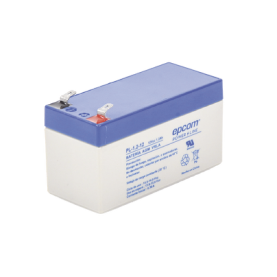 Batería 12 Vcc / 12 Ah / UL / Tecnología AGM-VRLA / Para uso en equipo electrónico Alarmas de intrusión / Incendio/ Control de acceso / Video Vigilancia / Terminales F2 / Cargador recomendado CHR-80. 