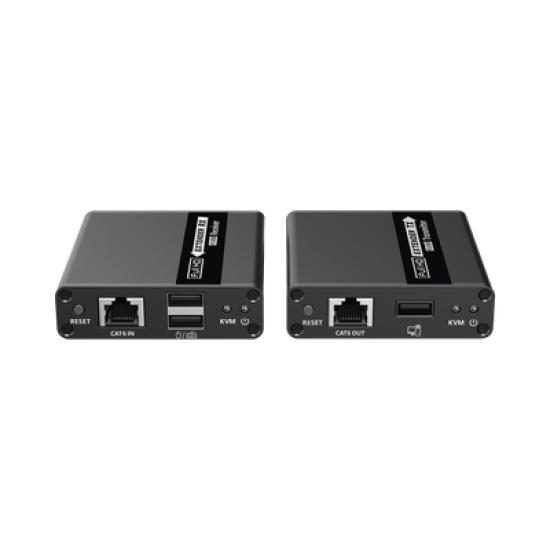 Kit extensor KVM (HDMI y USB) | 40m 4k@30Hz 40m | 1080P@60Hz | Cat 6, 6a y 7 | CERO LATENCIA | HDR | Salida Loop | Uso 24/7 | Salida de audio de 3.5mm | Transmite el Video y Controla tu DVR vía USB a distancia.