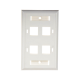 Placa de pared de 4 puertos, Keystone, con espacio para etiqueta, Color blanco
