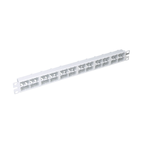Panel de Parcheo Modular Mini-Com (Sin Conectores), Plano, Sin Blindaje, Alta Densidad, de 48 puertos, Color Blanco, 1 UR