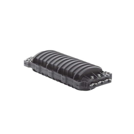 Caja de Distribución de Fibra Óptica Horizontal, hasta 96 empalmes, Exterior IP68, 2 puertos de entrada y salida 