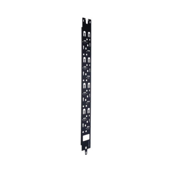 Panel Administrador de Cables Vertical para Gabinete FlexFusion™ de 42RU, Acepta Anillos en D, Anillos S1DR, S2DR y L; S1LR, S2LR, Color Negro