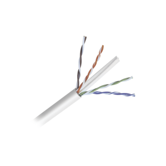 Bobina de cable de 152 Metros Cat6+ CALIBRE 23 ALTO DESEMPEÑO, super flexible, UL, color Blanco, para aplicaciones de video vigilancia y redes de datos