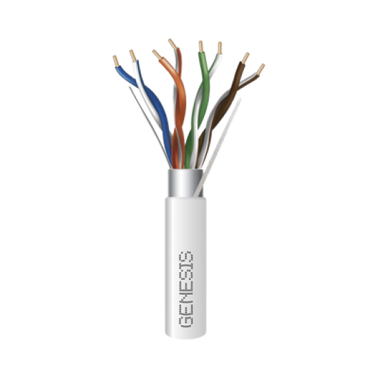 Bobina de 305 Metros de Cable Cat5e / Calibre 24 AWG BLINDADO / PLENUM / Color Blanco para aplicaciones de Voz y Datos