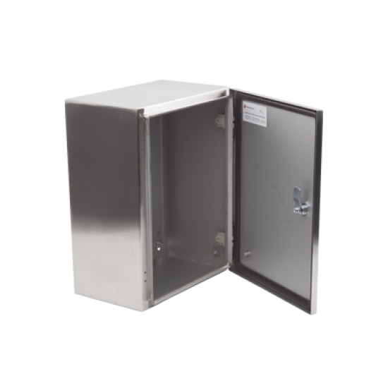 Gabinete de Acero Inoxidable IP66 Uso en Intemperie (300 x 400 x 200 mm) con Placa Interna Galvanizada.