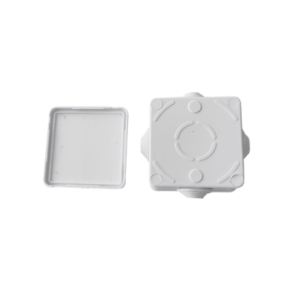  Caja de Conexiones Impermeable IP55 con 4 Entradas, 80 x 80 x 50 mm, para Instalaciones Industriales, Comerciales y Residenciales, Incluye Tornillería para su Instalación