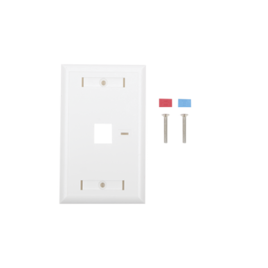 Placa de pared de 1 puerto, Keystone, con espacio para etiqueta, Color Blanco 
