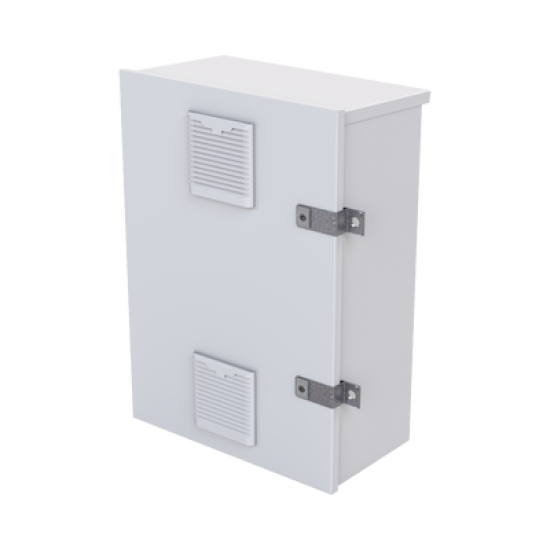 Gabinete para instalación de 2 Baterías PL110D12, Fabricado en Lámina Galvanizada, Accesorios para piso o poste (No incluidos)