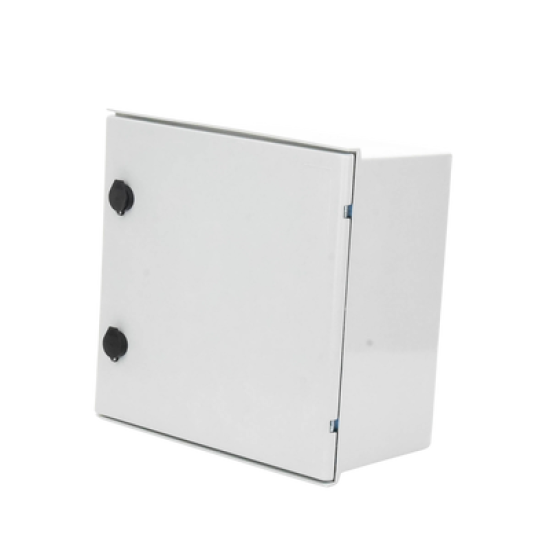 Gabinete de Poliéster IP65 Uso en Intemperie (400 x 400 x 200 mm) con Placa Trasera Interior de Plástico (Incluye Chapa y Llave).