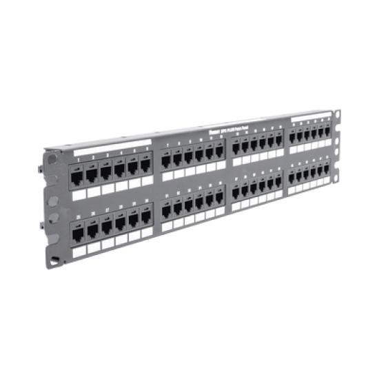 Panel de Parcheo de Impacto (110), Plano, Categoría 6, de 48 Puertos, 2UR