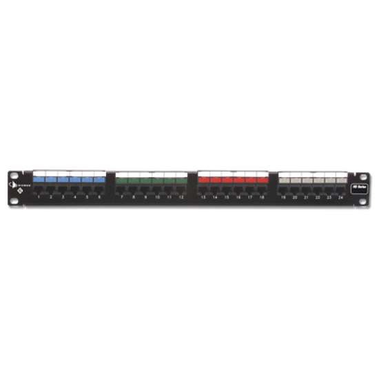 Patch Panel UTP HD6 de 24 puertos, Precargado con Jacks Categoría 6, Plano, 1UR
