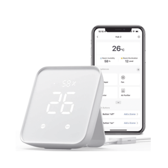 KIT Controlador HUB principal para dispositivos SwitchBot, Señal Wifi y BLUETOOTH, incluye 2 motores cortinas y 1 control remoto 