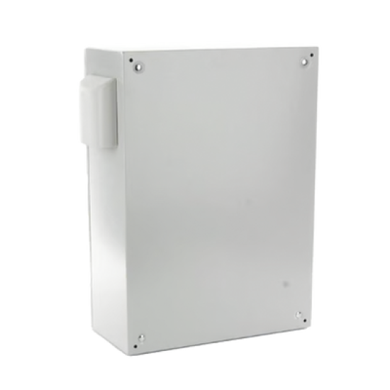 Gabinete Ventilado de Acero IP55 Uso en Exterior (500 x 700 x 250 mm) con Placa Trasera Interior Metálica y Compuerta Inferior Atornillable. Incluye Ventilador, Ventilas, filtros, Chapas y Llave T.