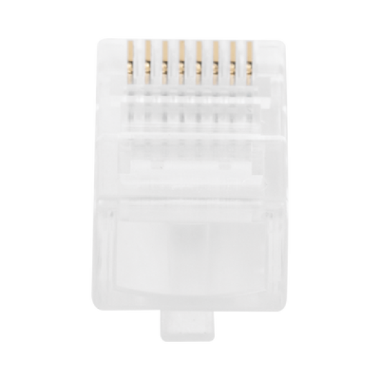Bote con 100 Piezas de Plug Modular RJ45 Cat5e sin blindaje, chapado de oro a 30 micras para durabilidad extrema