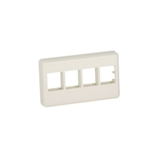 Placa de Pared Para Mueble Modular, Salida Para 4 Puertos Keystone, Color Blanco Mate Placa de Pared Para Mueble Modular, Salida Para 4 Puertos Keystone, Color Blanco Mate