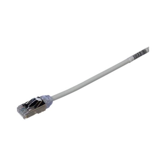 Patch Cord Cat6A, Diametro Reducido 28 AWG, Blindado S/FTP, CM/LS0H, 1 m, Color Gris
