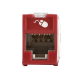 Jack UltraMAX Cat5e, UTP, Montaje híbrido en Placa de Pared (Plano y Angulado), Color Rojo, Punch Down