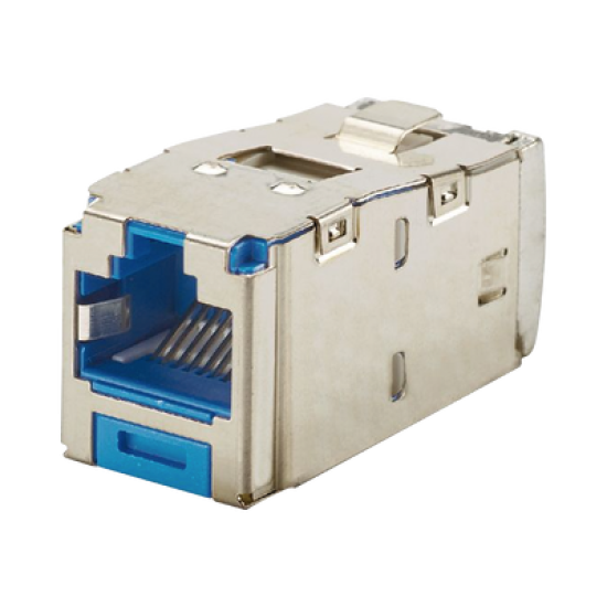 Conector Jack RJ45 Blindado, Estilo TG, Mini-Com, Categoría 6A, de 8 posiciones y 8 cables, Color Azul