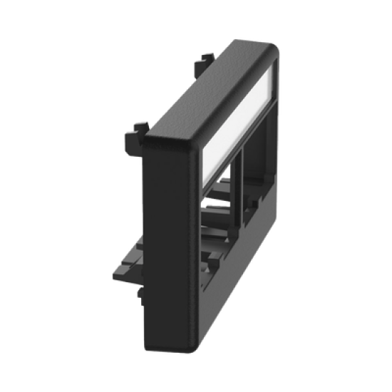 Placa de Mobiliario Modular Estándar, Salidas Para 4 Puertos Mini-Com, Con Espacio Para Etiquetas, Color Negro