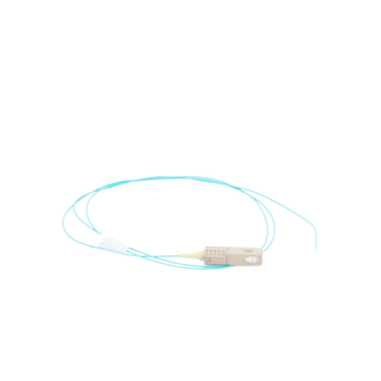 Pigtail de Fibra Óptica LC Simplex, Multimodo OM3 XGLO 50/125, OFNR, Color Aqua, 1 Metro