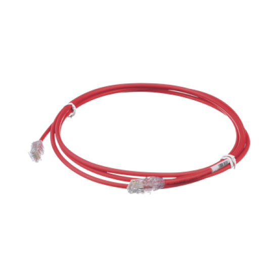Cable de Parcheo UTP Cat6A, CM/LSZH, Diámetro Reducido (28AWG), Color Rojo, 7ft