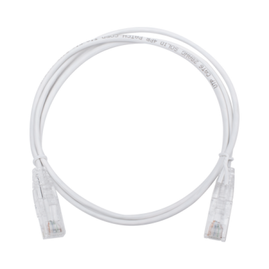 Cable de Parcheo Slim UTP Cat6 - 1 metro, Blanco, Diámetro Reducido (28 AWG)