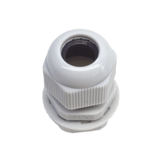Conector Plástico Blanco Tipo Glándula para Rosca NPT 1/2