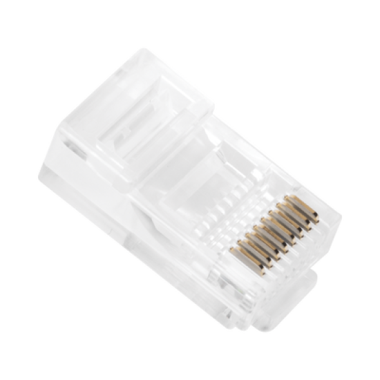 Bote con 100 Piezas de Plug Modular RJ45 Cat5e sin blindaje, chapado de oro a 30 micras para durabilidad extrema