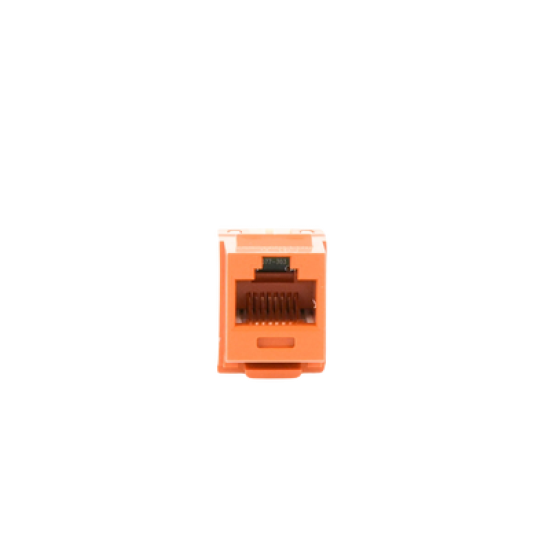 Conector Jack Estilo 110 (de Impacto), Tipo Keystone, Categoría 6, de 8 posiciones y 8 cables, Color Naranja